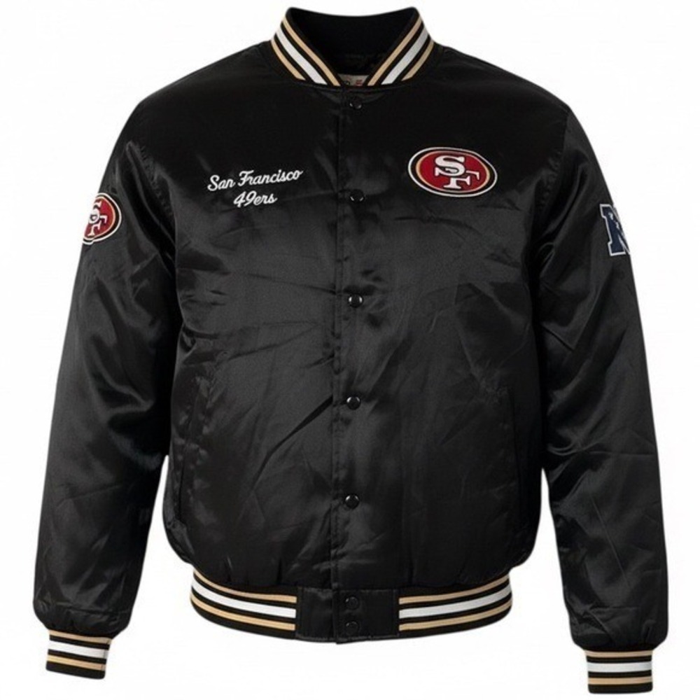 Rare Vintage San Francisco 49ers Black Bomber Jacket Size Large‎ Black NFL New